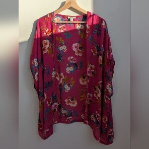 Floral Open-Front Kimono Top / Lightweight Layering Piece – Size XS/S